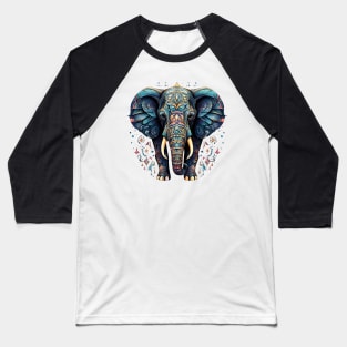 Abstract Blue Elephant Design Baseball T-Shirt